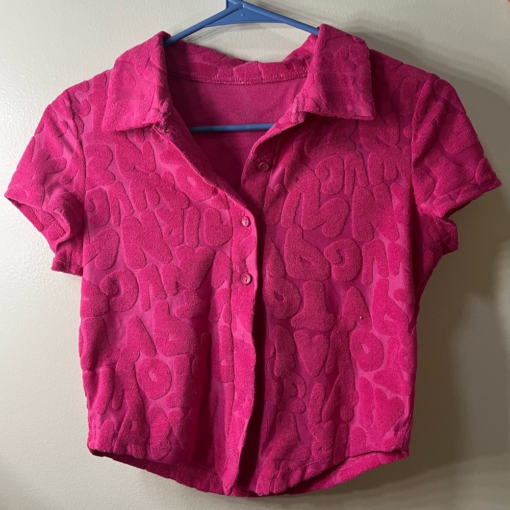 Hot Pink Pattern Button Up